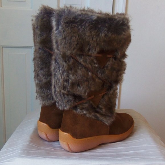 Oscar Sport Tall Brown Suede Boots With Faux Fur sz 37 - Picture 4 of 16